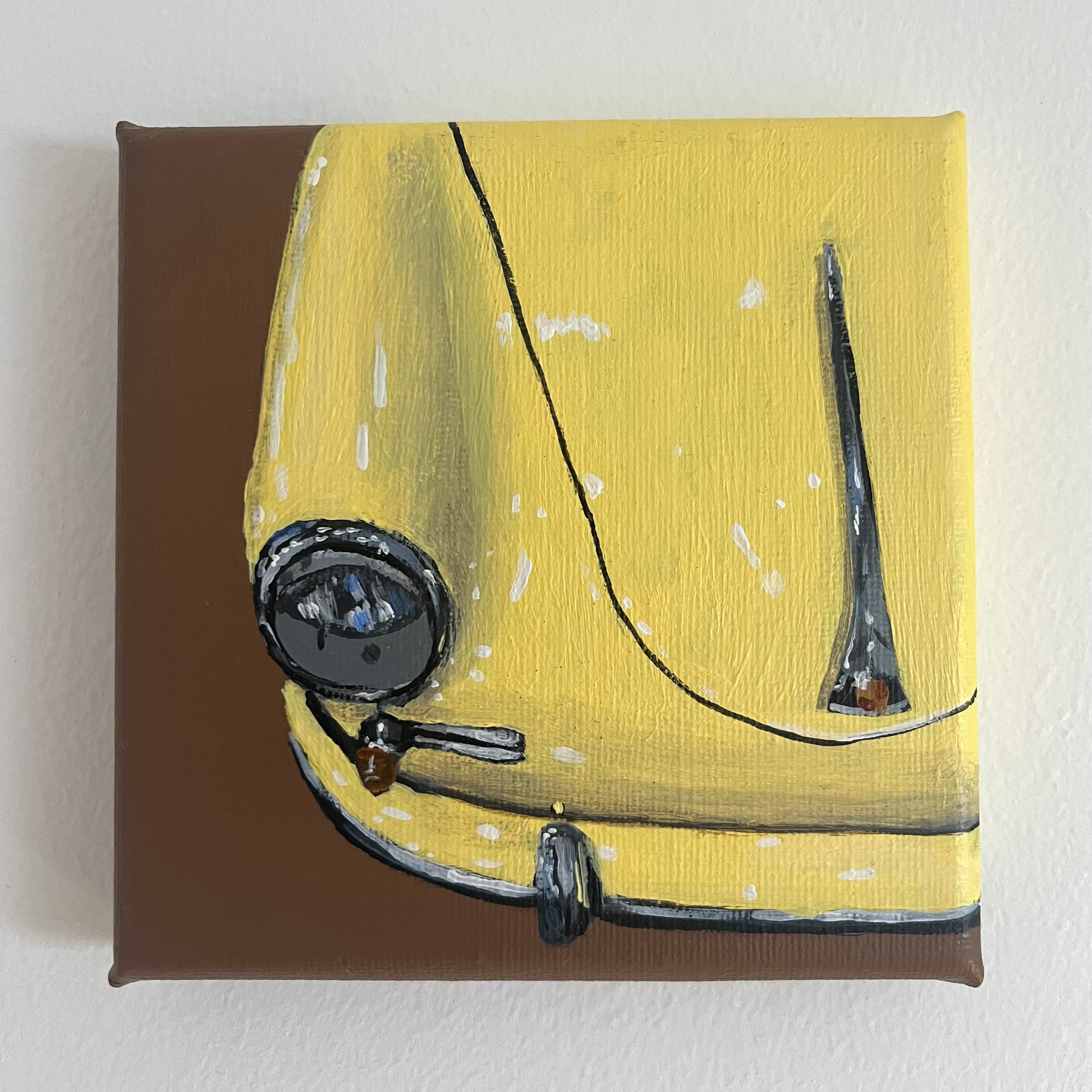 Gemalter Porsche 356 in buttergelb I 10x10 cm