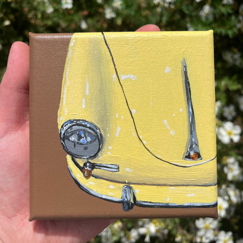 Gemalter Porsche 356 in buttergelb I 10x10 cm